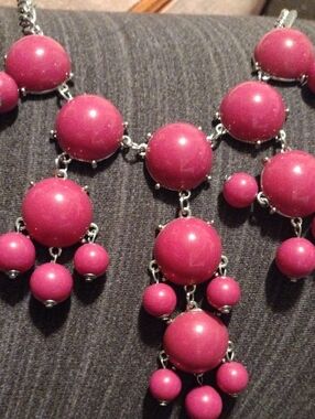 Women's Pink Statement Bubble Bib Necklace - Classic Fashion Jewelry